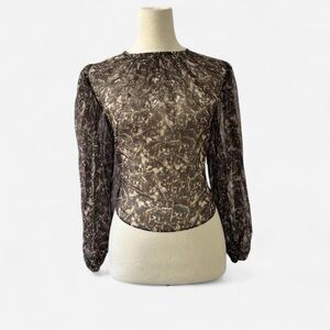 Elegant Brown Patterned Women's Top